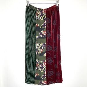 Koos Of Course! Velvet Silk Floral Maxi Skirt Patchwork Womens Small Floral